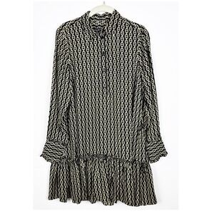 J.Crew Amelia popover shirt-dress in chain print Size XS Pockets Viscose Ruffle